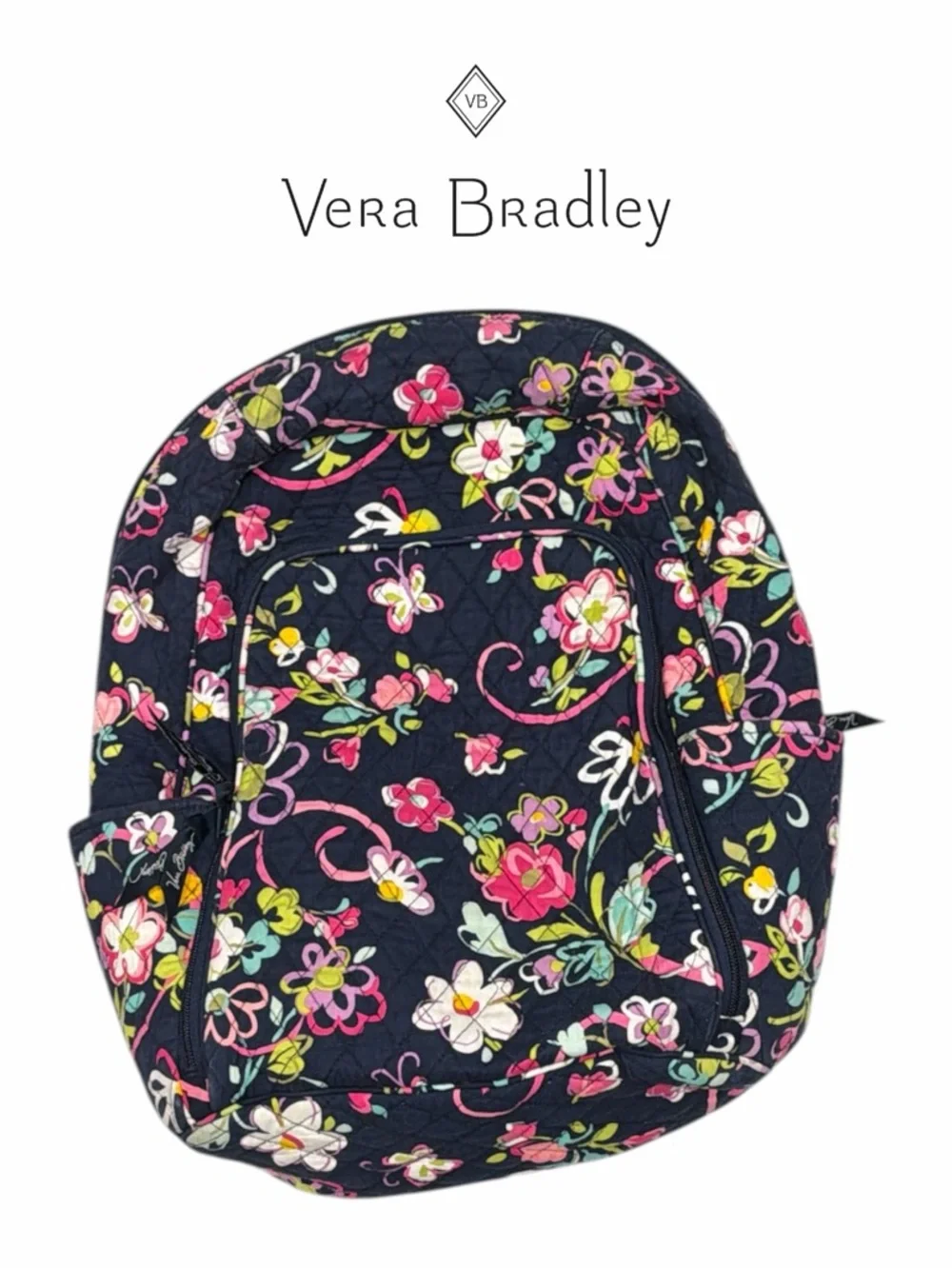 Vera Bradley Pretty‎ Posies Navy Floral Quilted Backpack